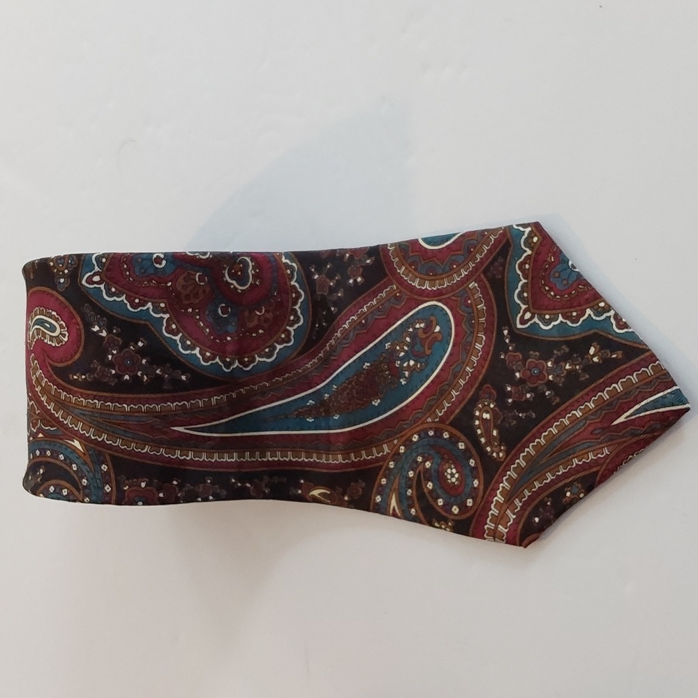 Don Loper|Brown Burgundy Paisley Tie Mens Silk Luxury Career Evening  Sz.59'